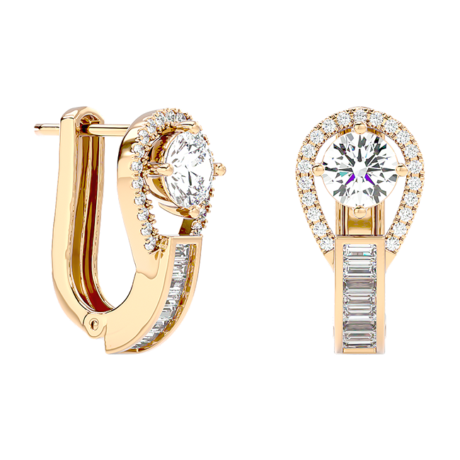 Celestial Tear & Baguette Diamond Huggies