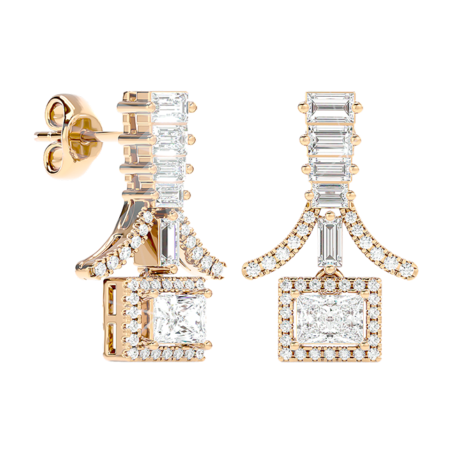 Baguette Chandelier Earrings