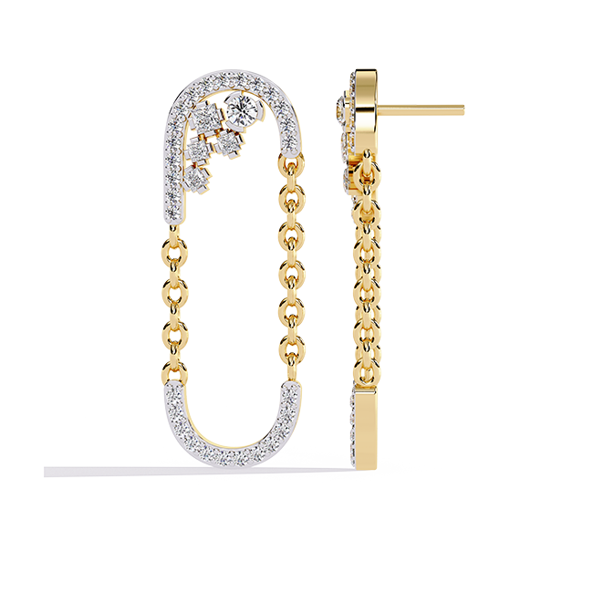 Oval Link Diamond Drop Earrings