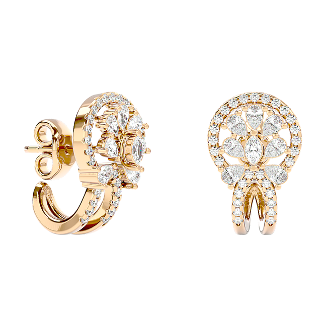  Diamond Halo Loop Earrings