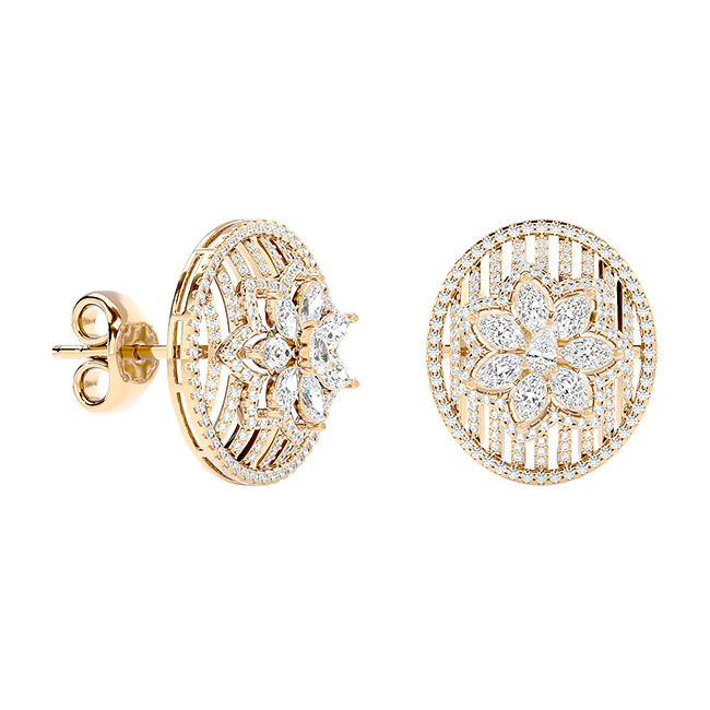 Vintage Bloom Circle Studs 