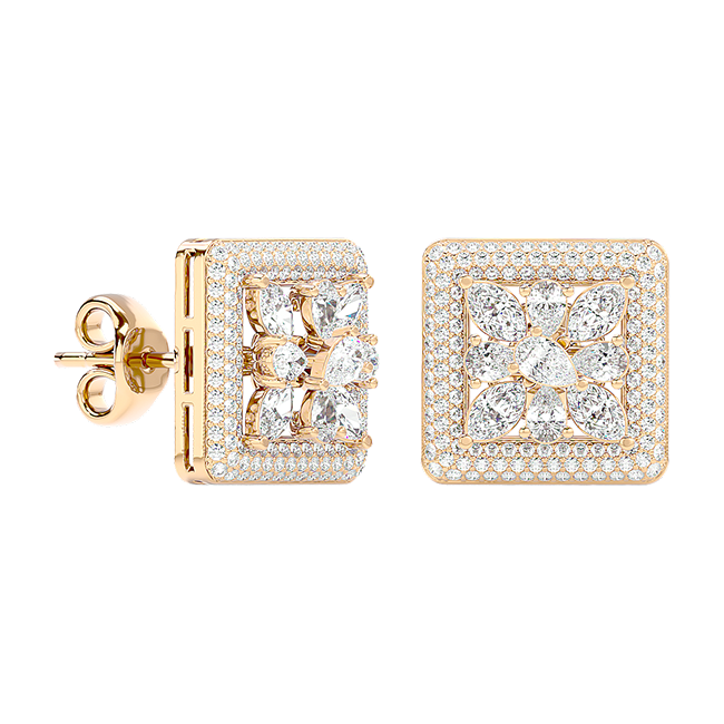 Regal Square Diamond Studs 