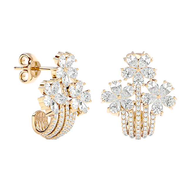 Floral Cascade Diamond Earrings 
