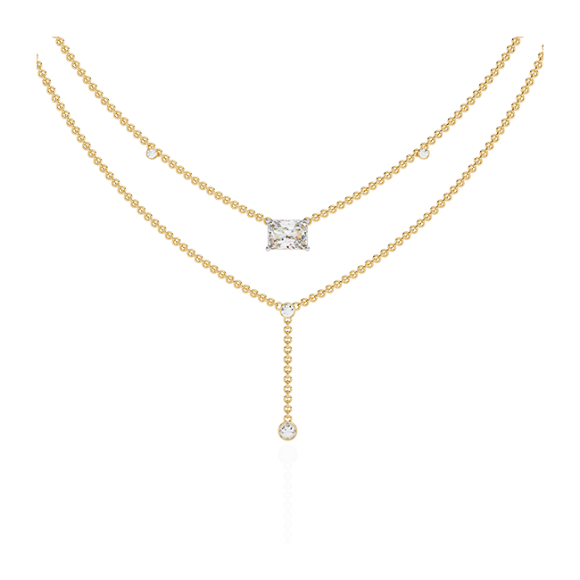 Solitaire Gleam Baguette & Lariat Diamond Necklace