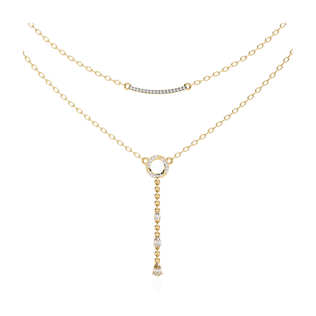 Graceful Drop Diamond Lariat Necklace