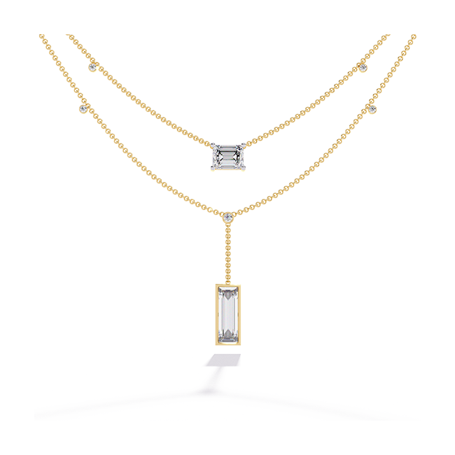 Gravity Drop Baguette Diamond Necklace