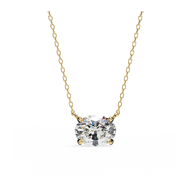 Horizontal Oval Solitaire Pendant