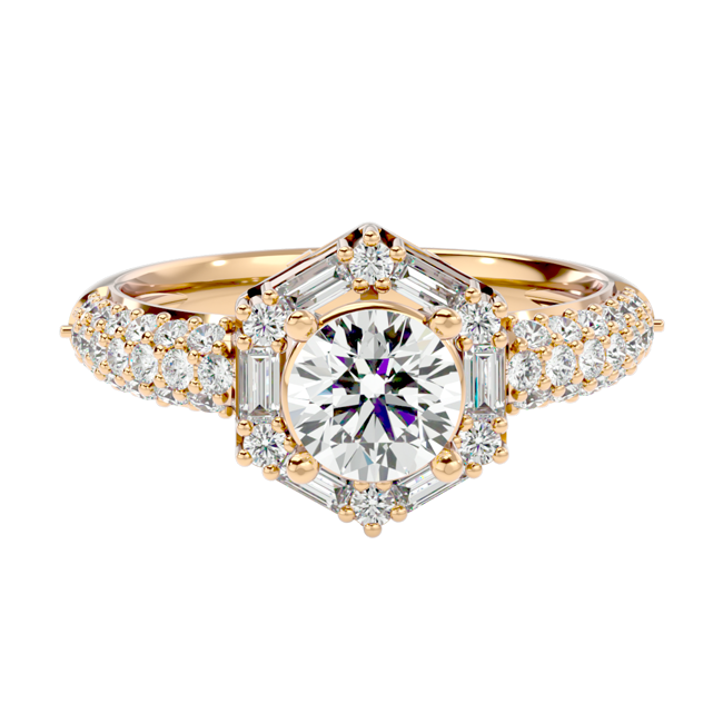 Hexagonal Halo Diamond Ring