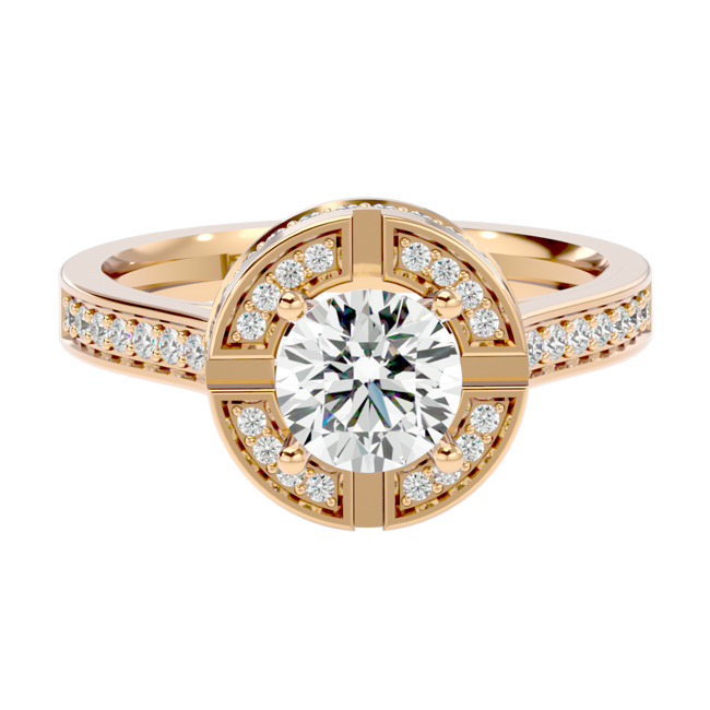 Compass Set Halo Diamond Ring