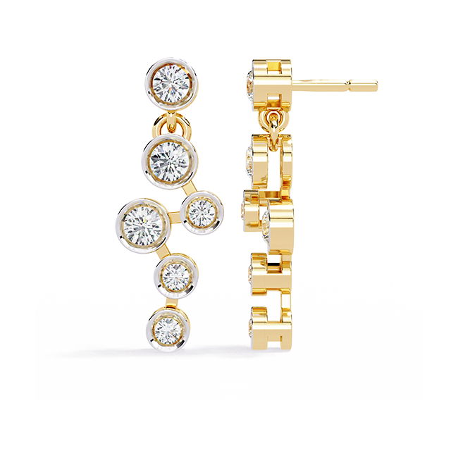 Cascading Trio Diamond Drop Earrings