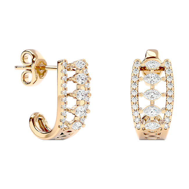  Open Hoop Diamond Studs
