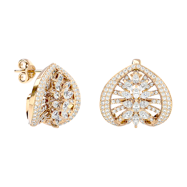  Leaf Motif Diamond Earrings