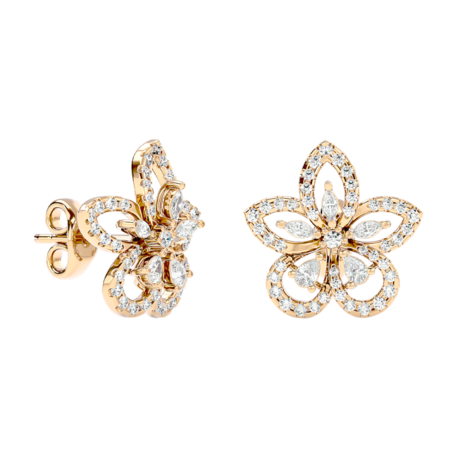 Floral Diamond Petal Studs