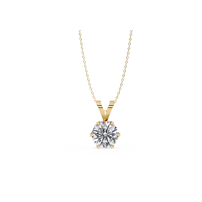 Round Brilliant Six-Prong Solitaire Pendant
