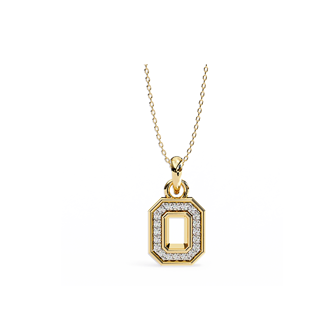 Emerald Cut Diamond Initial "O" Pendant (or Octagonal Diamond Initial Pendant)