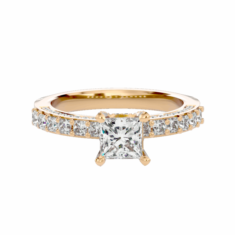 Classic Princess Cut Solitaire with Pave Band