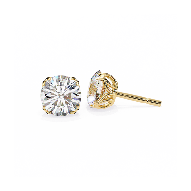 Round Solitaire Diamond Studs (Four-Prong)