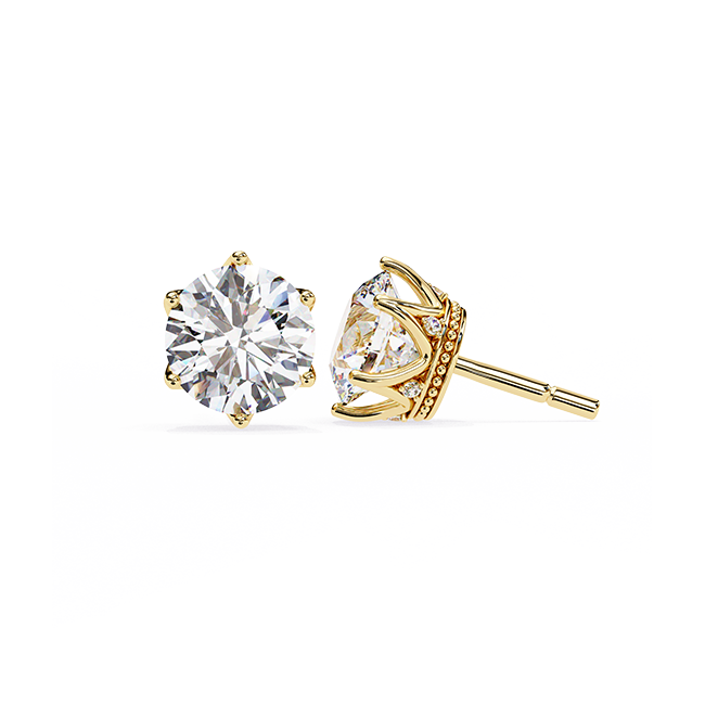 Round Solitaire Basket Studs