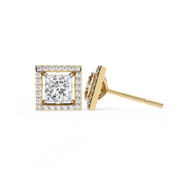 Princess-Cut Halo Studs