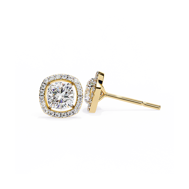 Cushion-Cut Halo Studs