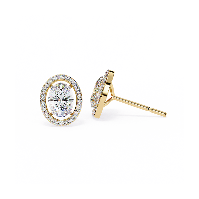 Oval Halo Diamond Studs