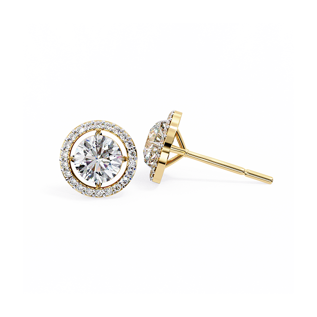Round Halo Diamond Studs