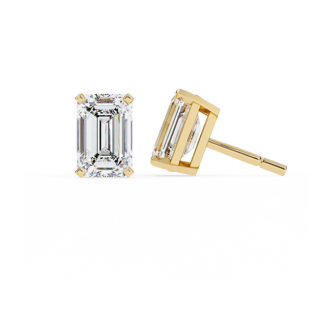 Emerald-Cut Diamond Studs