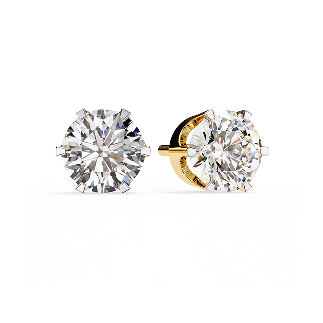 Round Solitaire Studs (Six-Prong)