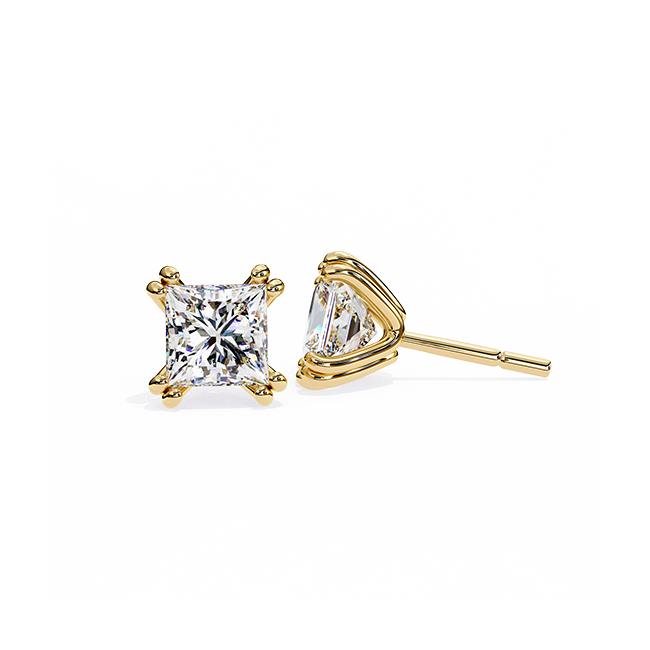 Square Princess Diamond Studs