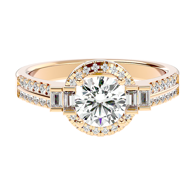 Classic Baguette Halo Ring