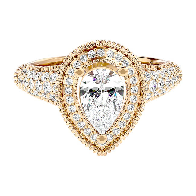 Celeste Pear Halo Ring